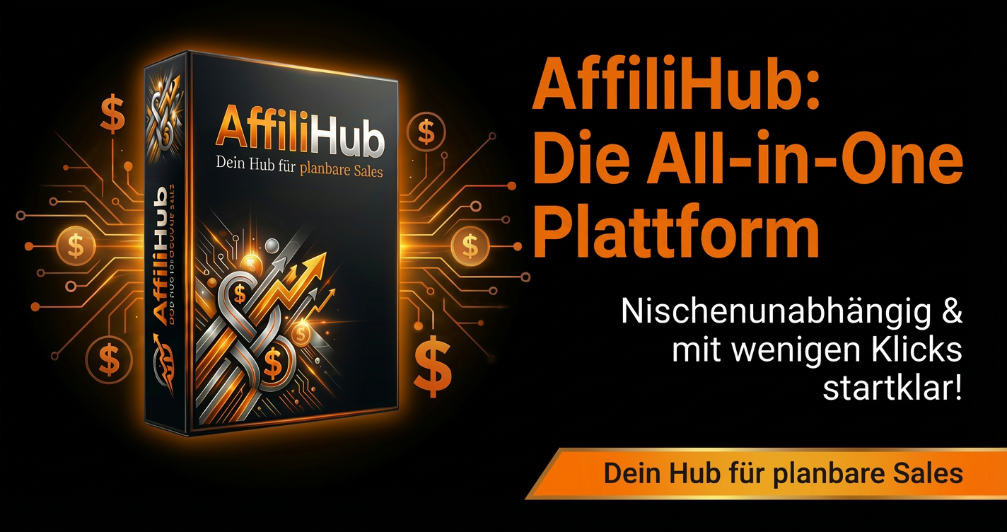 Abstrakte Darstellung der AffiliHub All-In-One Plattform, die verschiedene digitale Module miteinander verbindet.